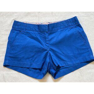 J. Crew Women's Chino Shorts Size 6 Royal Blue Flat Front 100% Cotton